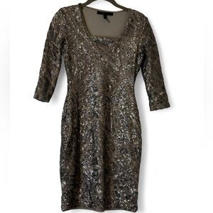 BCBGMaxAzria Metallic Sequin Long Sleeve Dress